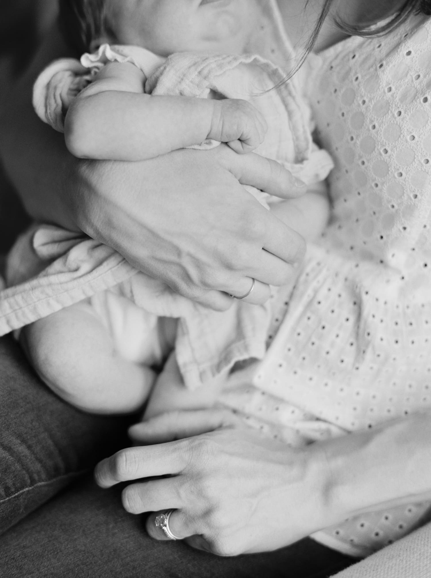 newborn photography in black and white up close