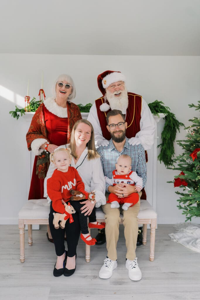 Holiday portraits with Santa in cozy Baltimore studio setting